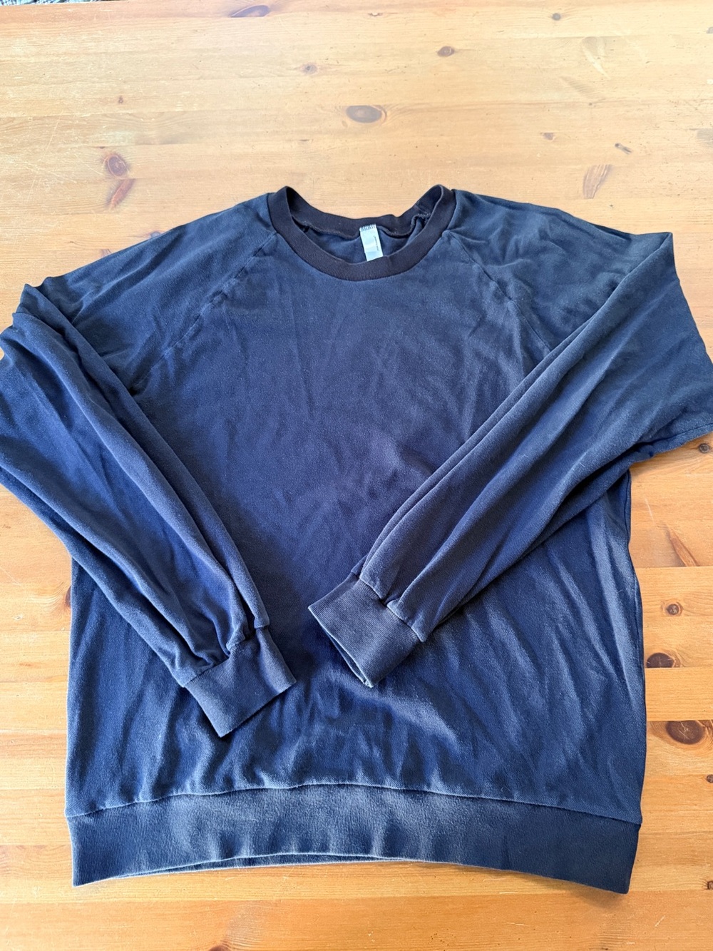 American Apparel California Fleece Raglan Crewneck sweatshirt navy blue black